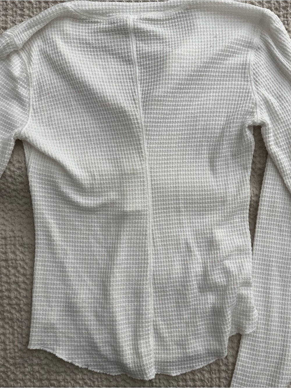Free People Waffle Knit Henley Top White Medium - Picture 5 of 6